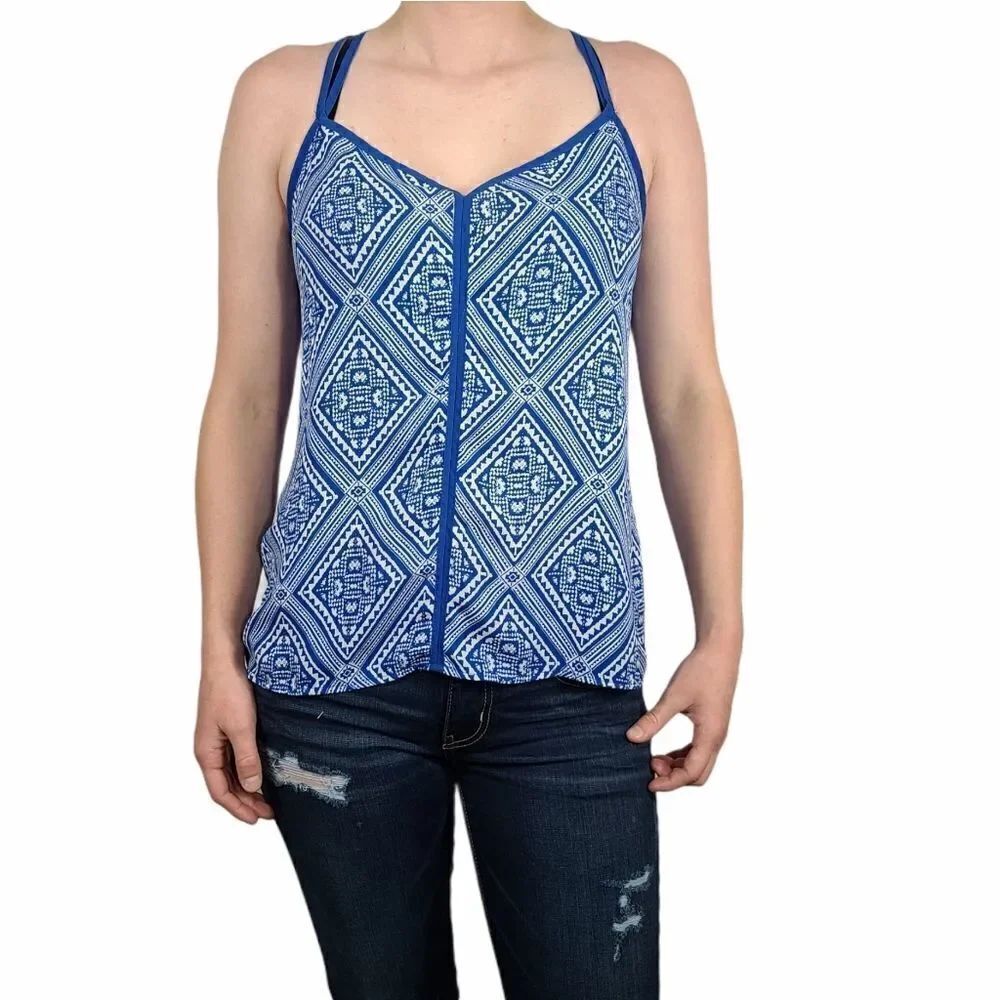 Maurices Blue and White Patterned Tanktop